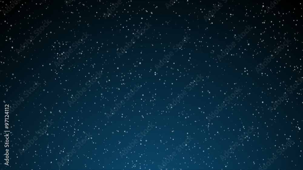 Seamless loop with ornamental snowflakes falling over a blue gradient background.