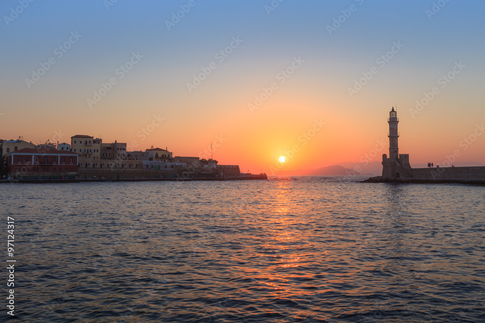 View of the old port of Chania, Crete