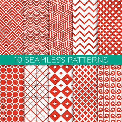 Set of monochrome geometric seamless patterns