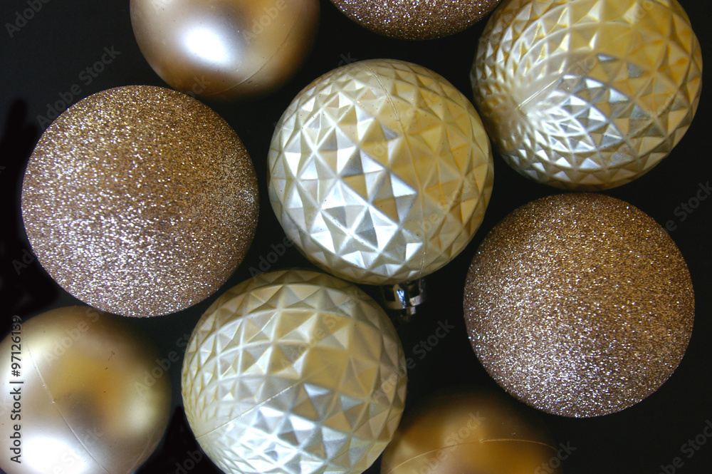 Glitter, studded, matte texture Christmas baubles