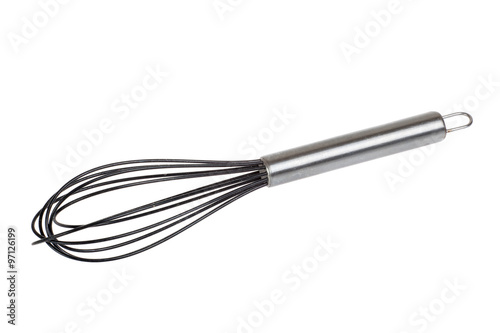 Wire whisk for whipping eggs isolated on white