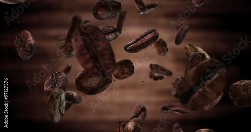4K Falling slow-motion coffee beans LOOP