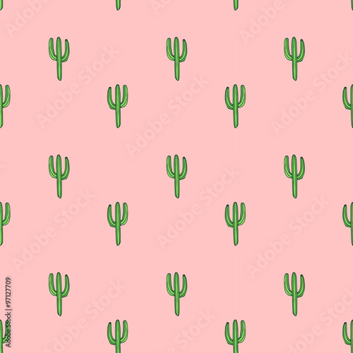 Cactuses - vector hand drawn seamless pattern, botanical illustration