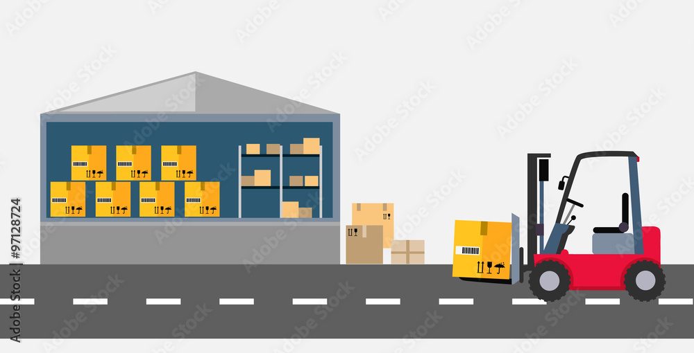 Warehouse and Stackers Flat Design