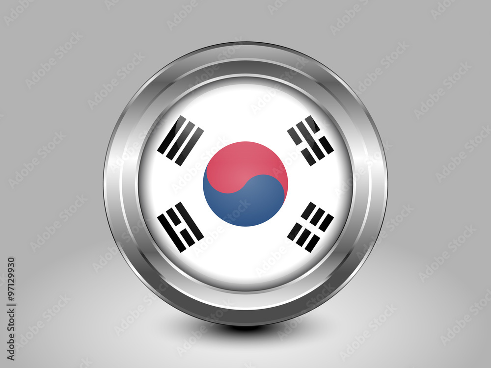 Flag of South Korea. Metal Round Icon Flag of South Korea. Metal Round Icon