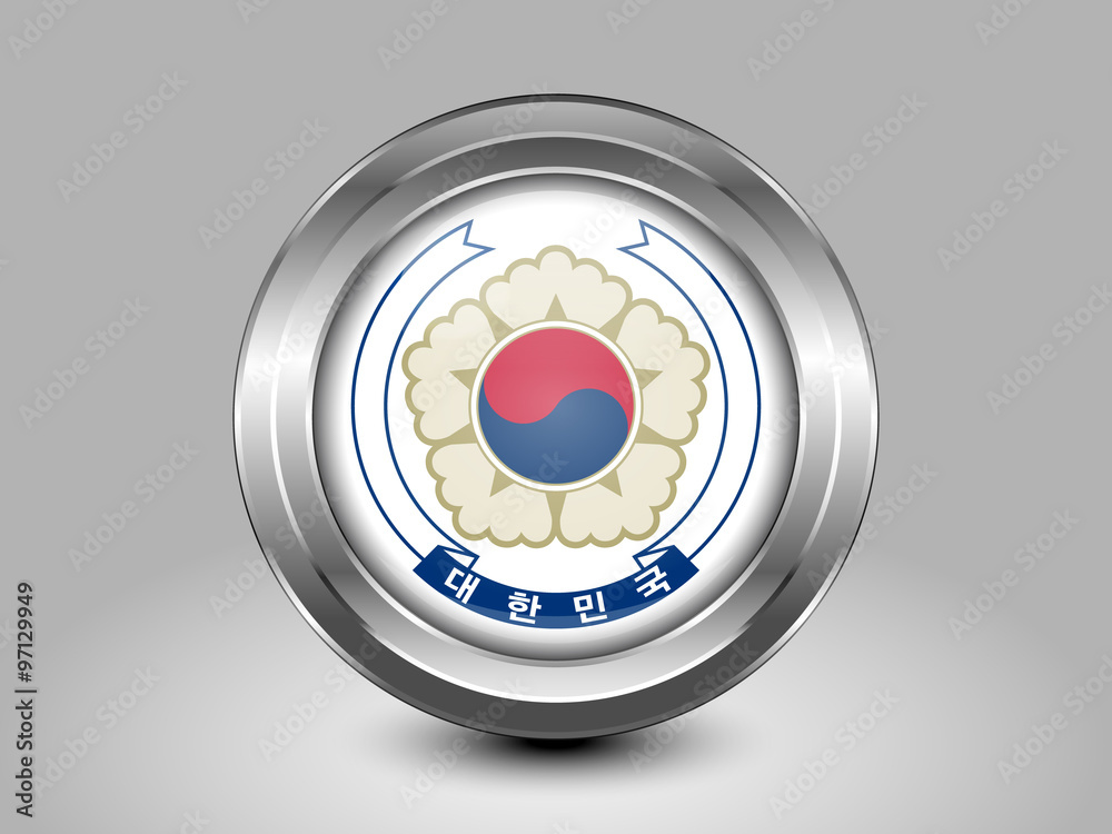South Korea Variant Flag. Metal Round Icon