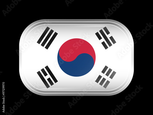 Flag of South Korea. Rectangular Shape with Rounded Corners