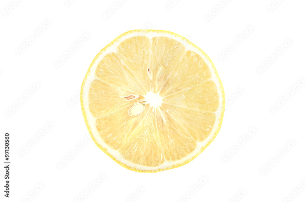 slice of lemon on a white background isolated slice of lemon on a white background isolated