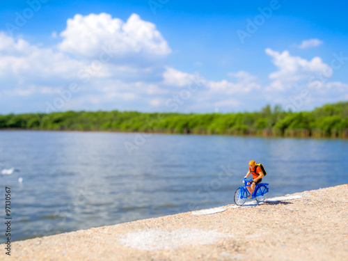 plastic toy in the cycling action