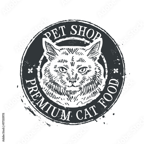 pet shop vector logo design template. food or cat, kitten icon