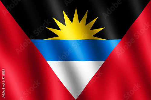 Flag of Antigua and Barbuda waving in the wind