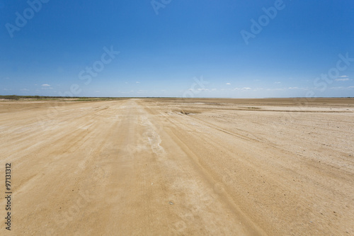 Flat landscape in La Guajira with blue sky  Colombia