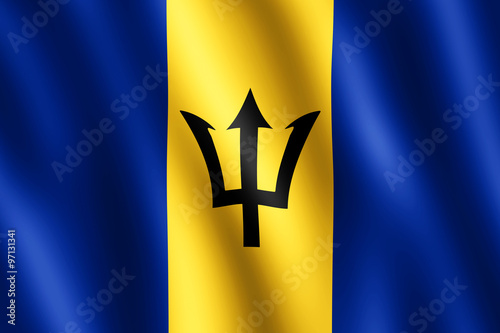 Flag of Barbados waving in the wind