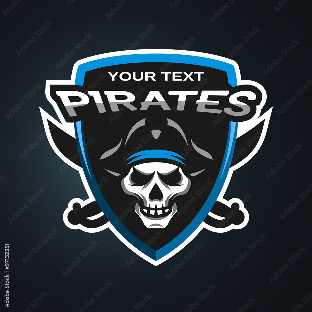 Fototapeta premium Pirate Skull emblem.
