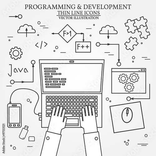 Thin line design of cloud computing technology, wireless communi