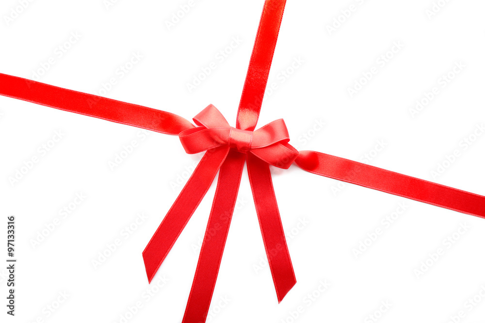 Two ribbons and bow, isolated on white Two ribbons and bow, isolated on white