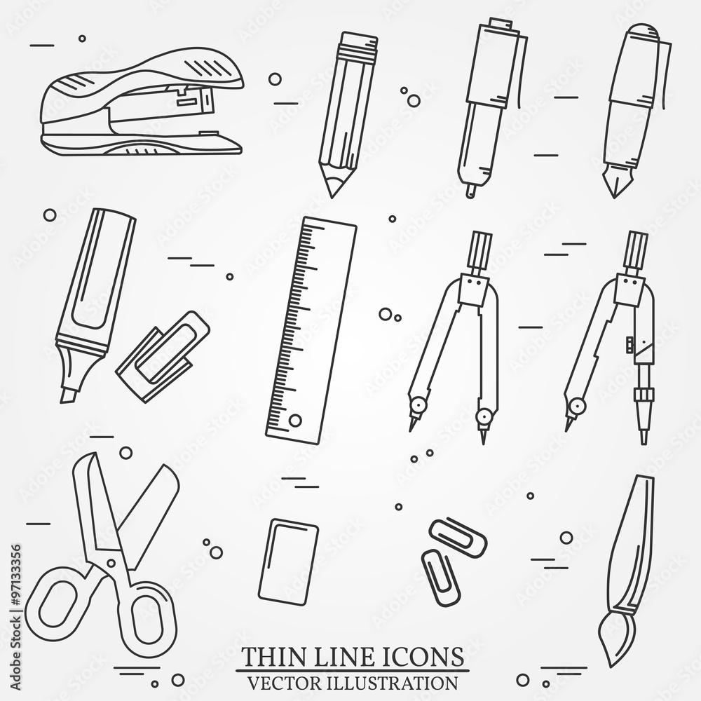 Obraz premium Drawing and writing tools icon thin line for web and mobile, mod