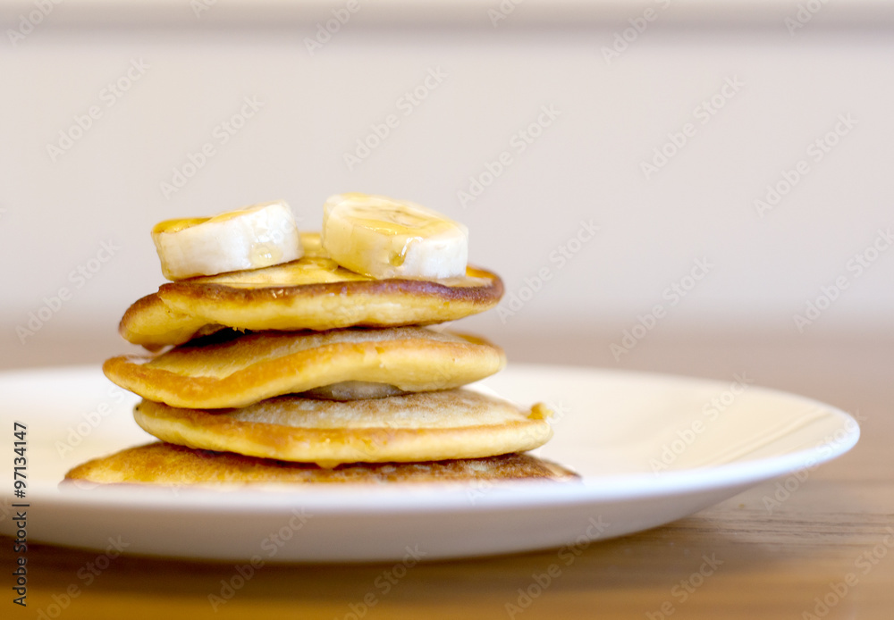 Stack of banana pancakes