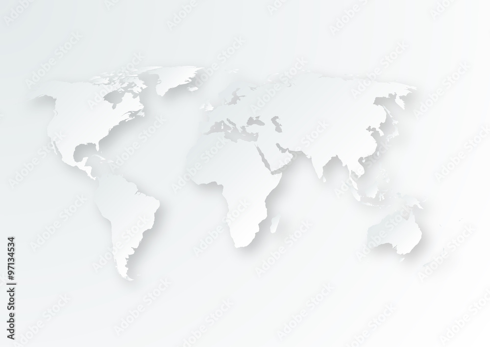 Fototapeta Vector illustration of a paper map of the world
