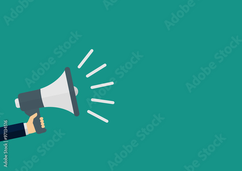 Vector illustration of a megaphone in his hand