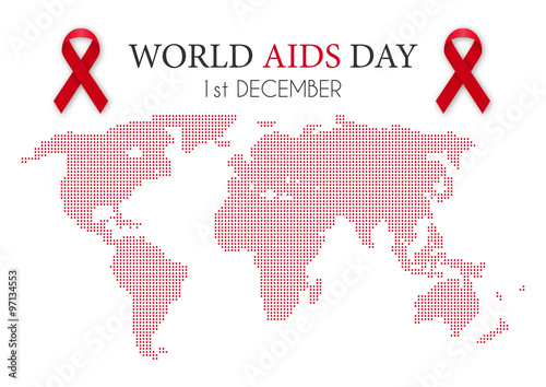 Vector illustration of world aids day. World map