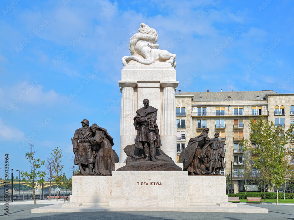 Statue of Istvan Tisza, a prime minister of Hungary in 1903-1905 and 1913-1917, in Budapest