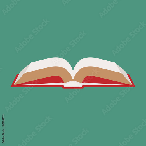 Red open book flat icon