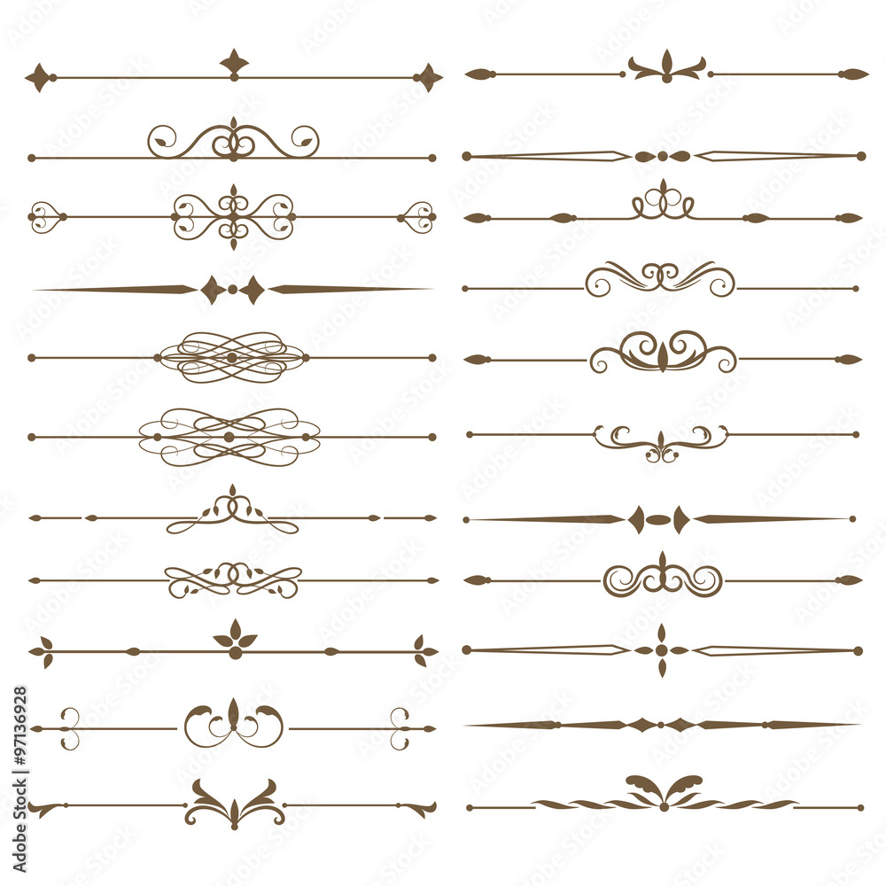 Set page dividers. Antique decorative elements. Vector illustration