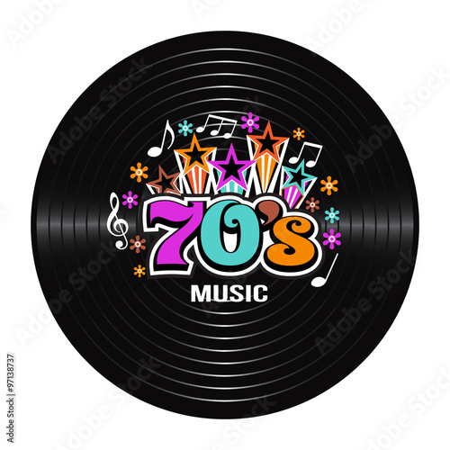 70s Music discography. Vector Illustration