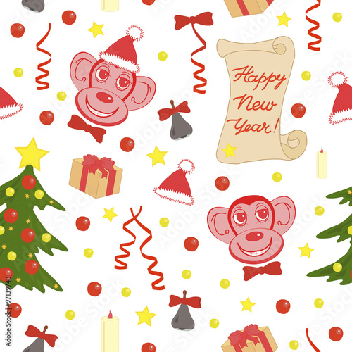 Lovely seamless  pattern of  New Year. Endless background.