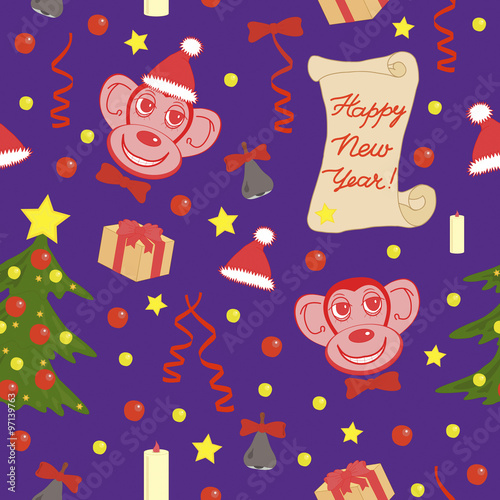 Lovely seamless  pattern of  New Year. Endless background.
