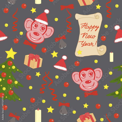 Lovely seamless  pattern of  New Year. Endless background.