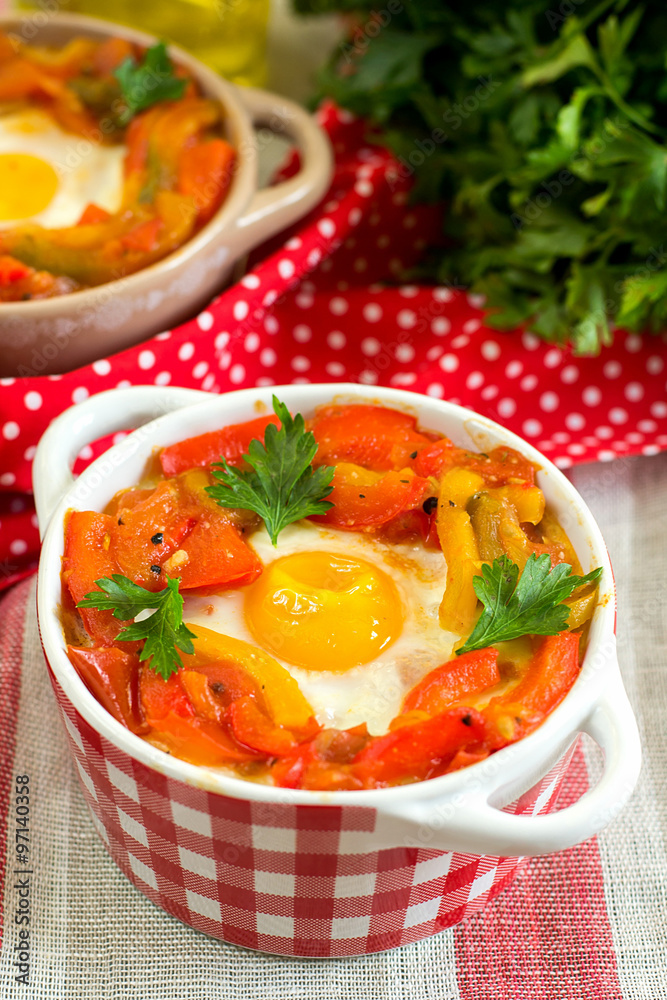 Basque dish piperade with peppers and tomatoes Basque dish piperade with peppers and tomatoes