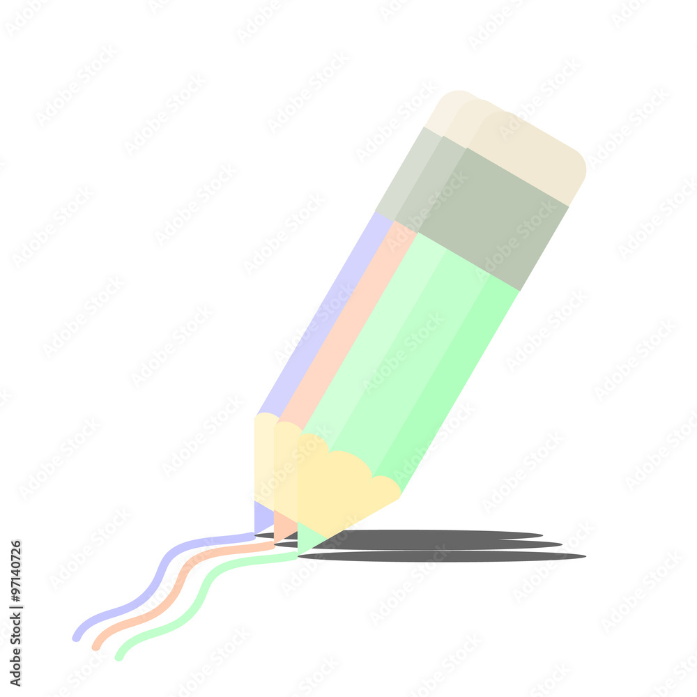 three crayons in red, blue and green colors three crayons in red, blue and green colors