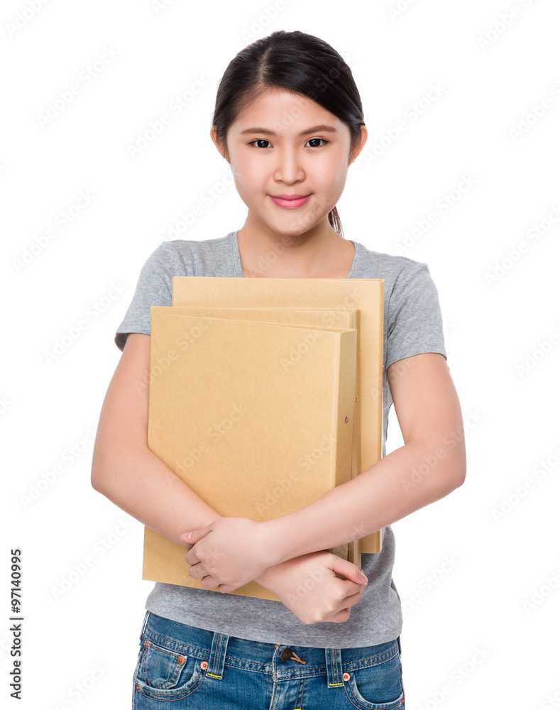 Asian Woman hold with folder Asian Woman hold with folder