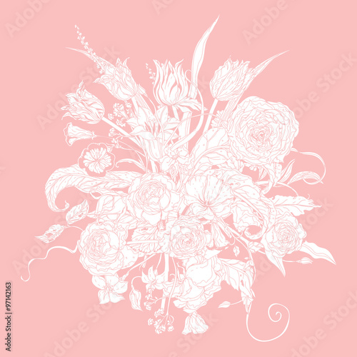 Vector Pastel Floral Frame. 