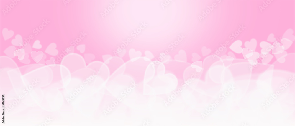 Pink and white heart shaped Bokeh background