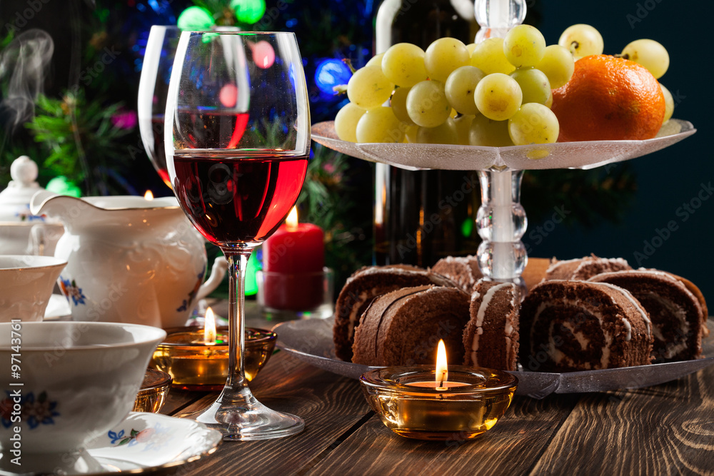 Obraz premium High tea set with dessert