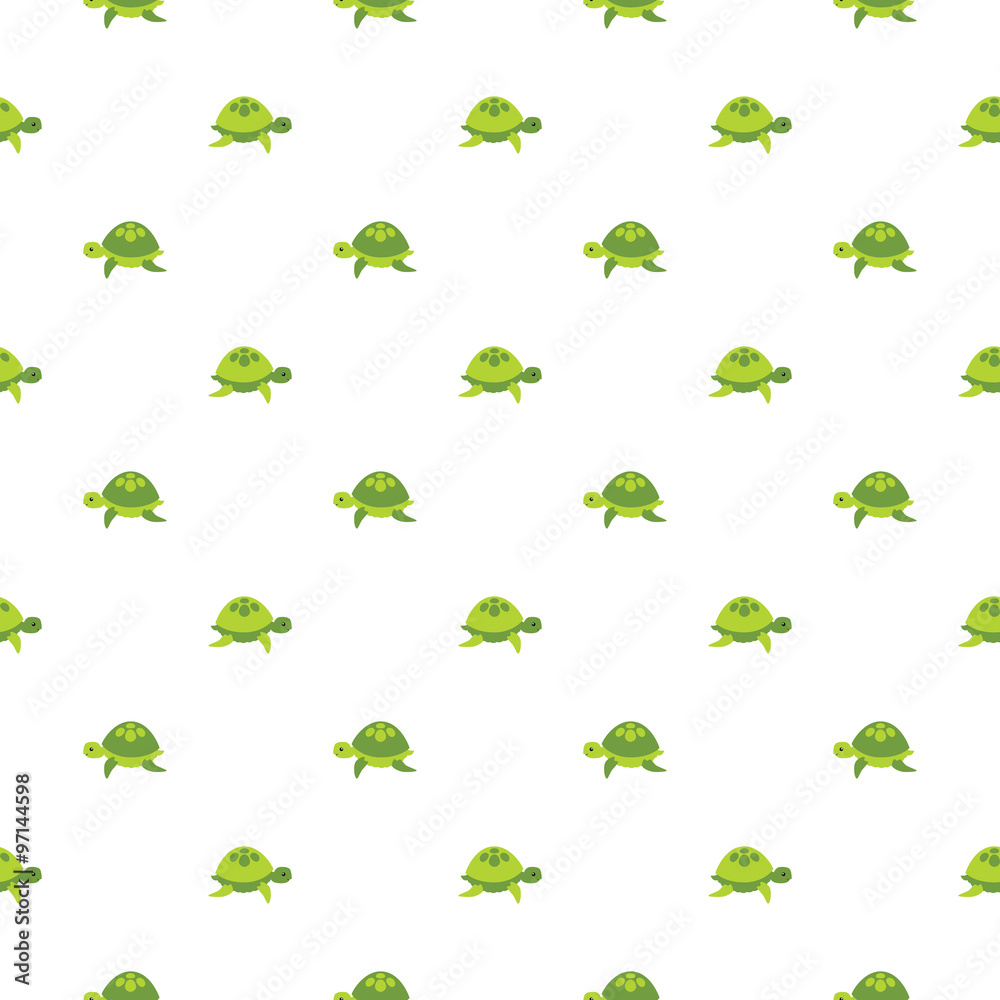 Vector seamless pattern with cute cartoon turtles on white ...