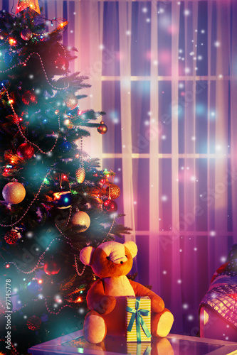 Decorated Christmas tree on...