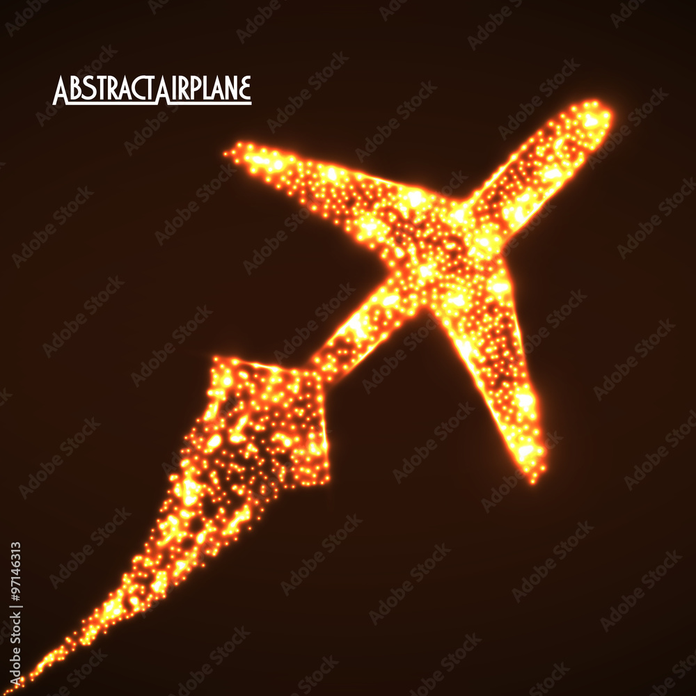 Glowing airplane with neon. Vector illustration. Eps10 Glowing airplane with neon. Vector illustration. Eps10