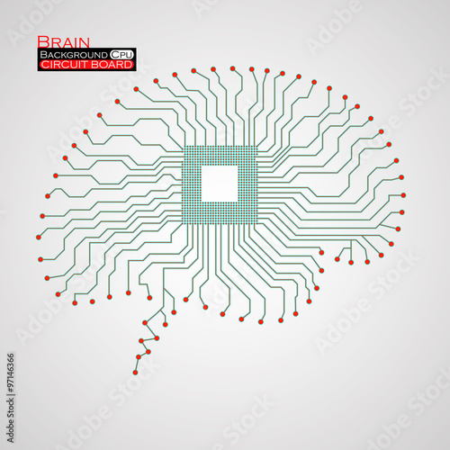 Brain. Cpu. Circuit board. Vector illustration. Eps 10