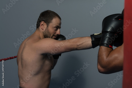 Two Boxers Facing Each Other In A Match