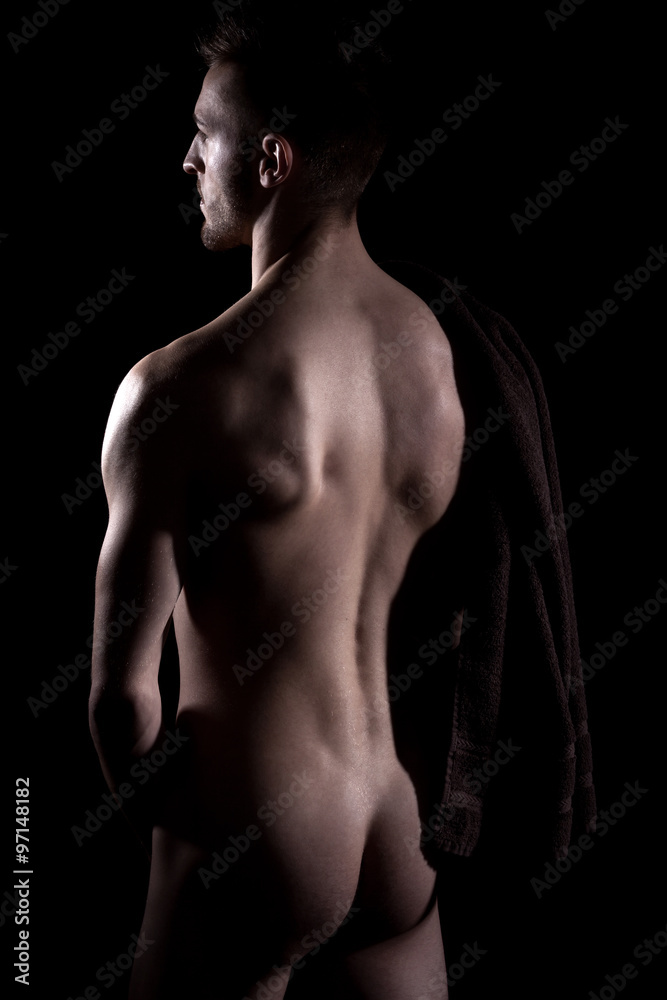 Sexy sportlicher nackter Mann mit Rückenansicht Porträt Sexy sportlicher nackter Mann mit Rückenansicht Porträt