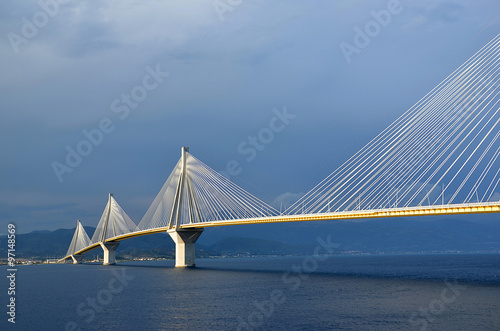 big sea bridge Rion Antirion Greece Patras photo