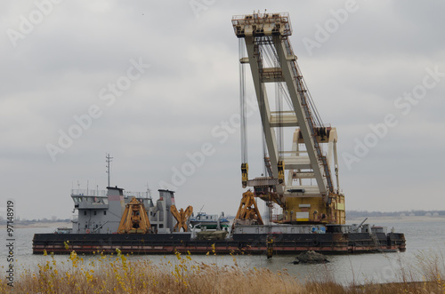 Wallpaper Mural Dredger ship on the river Torontodigital.ca