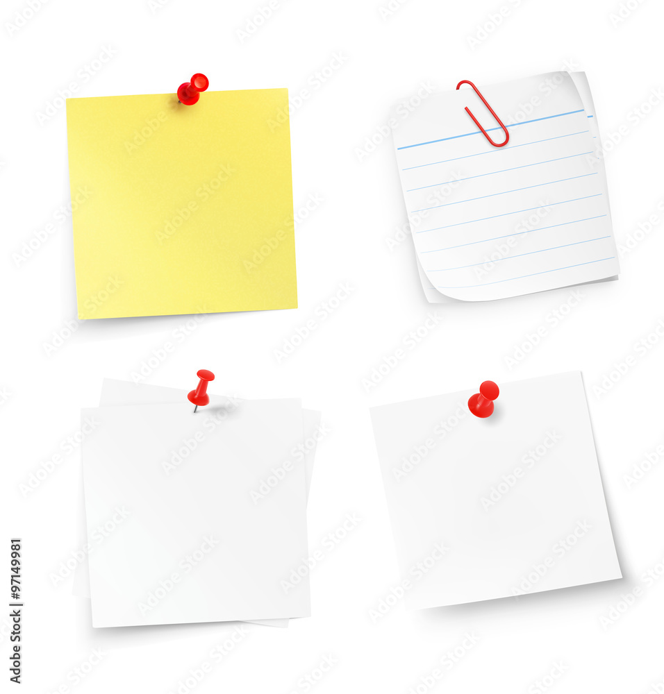 Set of note isolated on white background. Vector illustration. Ready for your design Set of note isolated on white background. Vector illustration. Ready for your design