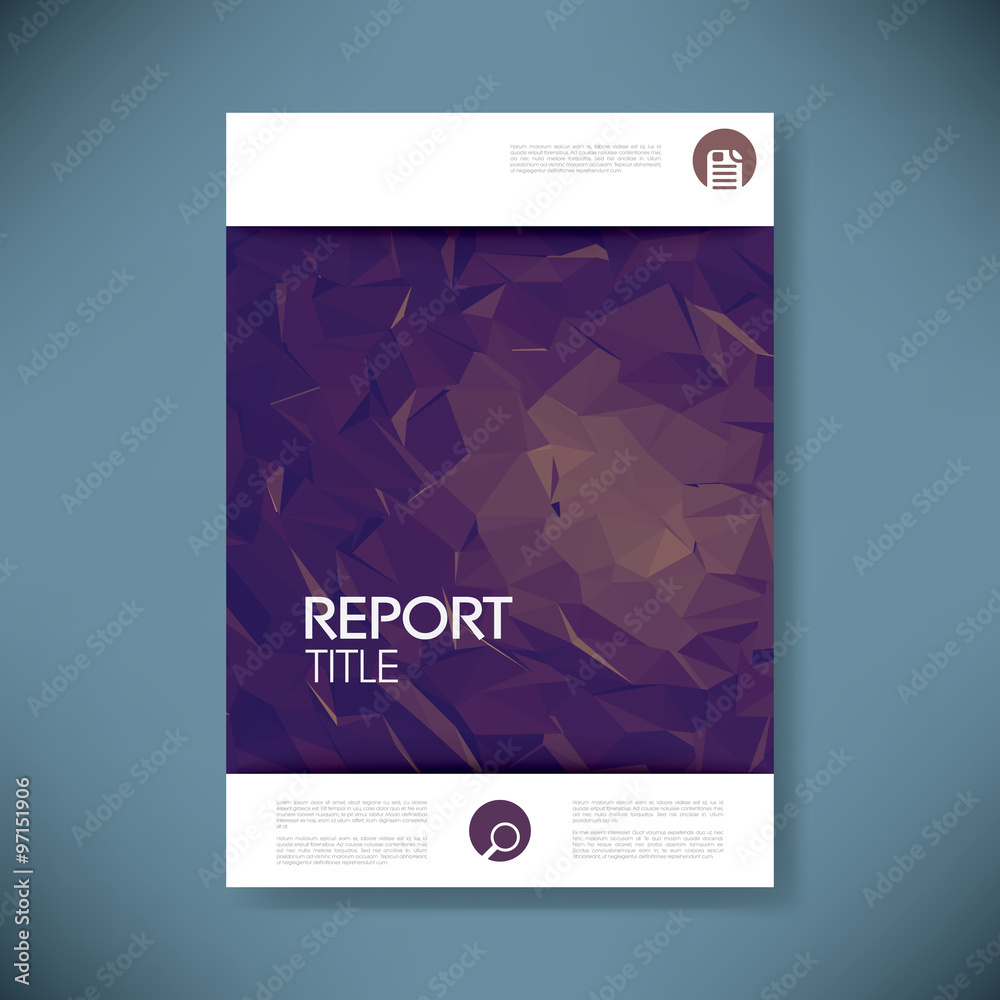 Report cover template with 3d low poly vector background. Business ...