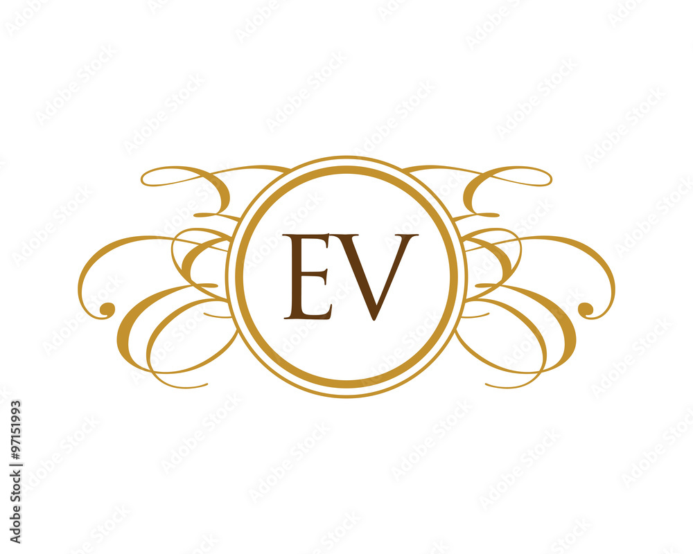 EV Luxury Ornament Initial Logo EV Luxury Ornament Initial Logo