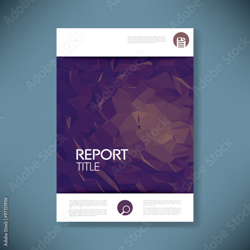 Report cover template with 3d low poly vector background. Business brochure or presentation title page